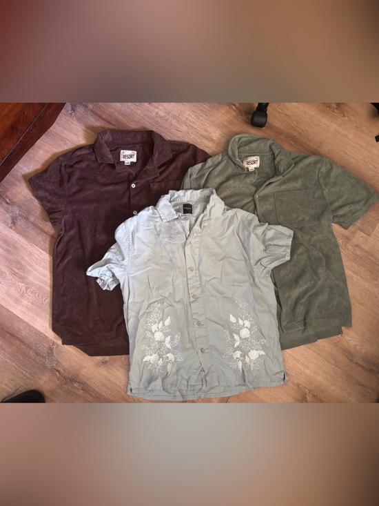 Bluenotes Other - Bluenotes Men's Short Sleeve Button Down Shirt Trio - Brown, Olive, Light Blue